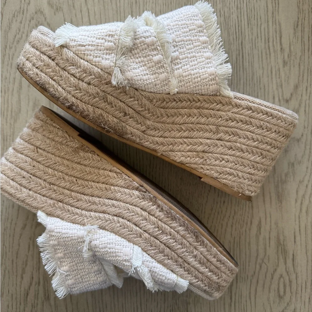 H&M| Wedge-Heeled White/Cream Espadrilles. Size 38. US Size 7.5